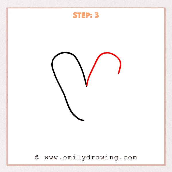 how to draw a bubble letter v - A new stroke rises from the center and curves into the top of the right arm, shaping the bubble letter V.
